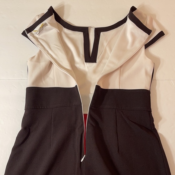 Sandra Darren Color Block Split Neck Sheath Dress 8P - Picture 6 of 9